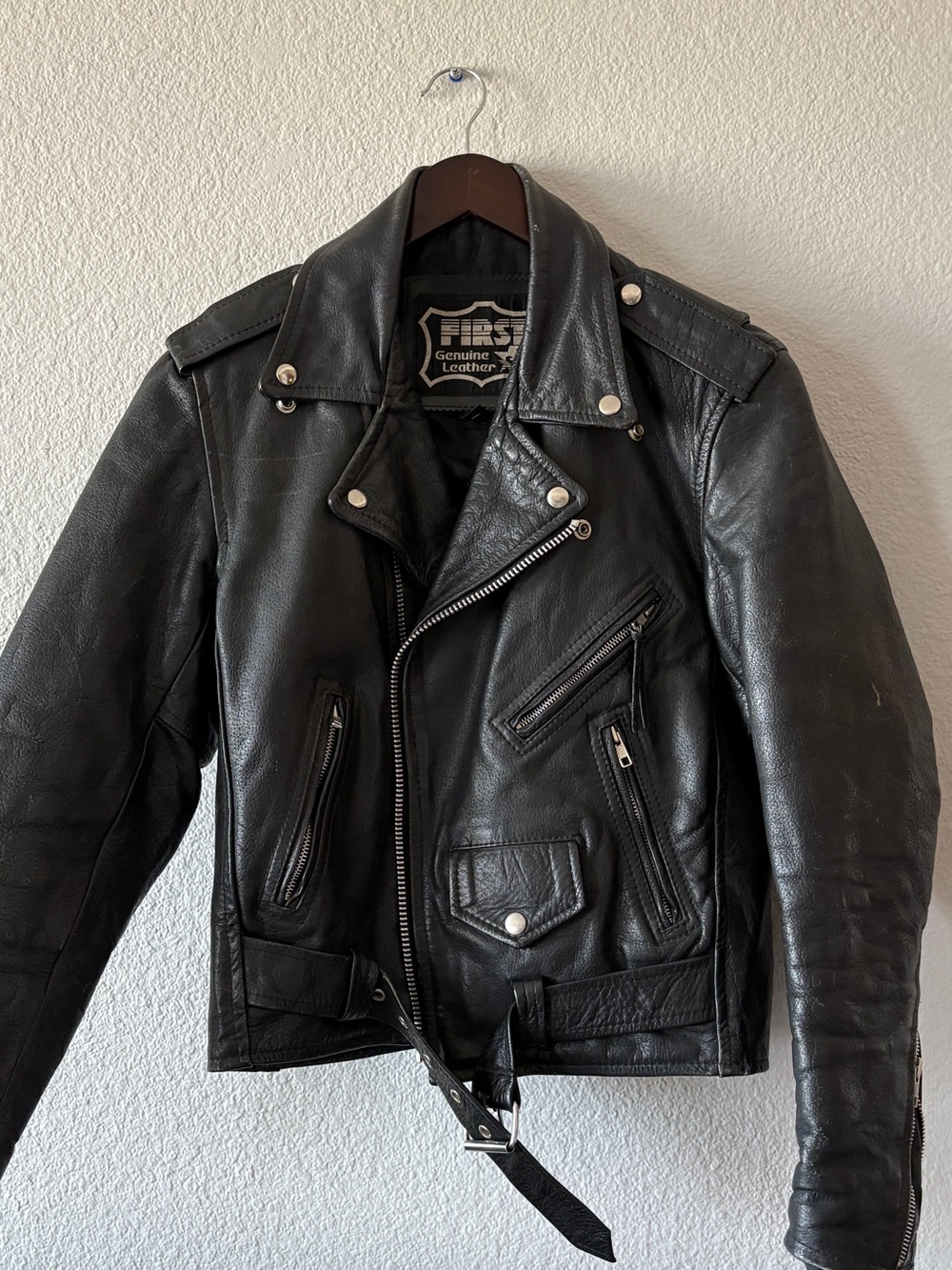 Vintage 90s Black Genuine Leather Biker Jacket